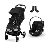 Cybex Gold Poussette Beezy avec Harnais One-Pull, de la Naissance à environ 4 ans (max. 22 kg), Magic Black, inclus Beezy Adapter et CYBEX Cloud G i-Size, Moon Black