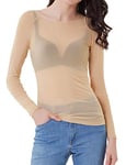 GRACE KARIN Blouse Tenue Transparente à la Mode pour Femme Sexy Tenue de soirée en Club Slim Coupe,XXL,Nude