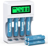 8PCS Piles AAA Rechargeables NiMH 1,2V 1100mAh,Pile Rechargeable AAA avec Chargeur,Chargeur de Piles AA AAA NiMH avec Indicateur LED Intelligent(Q1124)