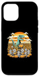 Coque pour iPhone 12/12 Pro Costume d'Halloween amusant de dinosaure T-Rex chats et citrouilles