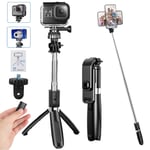 CHUER Bluetooth Selfie Stick Tripod, 100CM Extendable Selfie Stick with Wireless Remote and Tripod Stand 3 in 1 Suitable for Iphone/Huawei/Samsung/Xiaomi, IOS/Android Phones and Action Cameras Go Pro