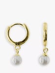 The Hoop Station Freshwater Pearl Drop Hoop Earrings