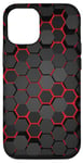 iPhone 12/12 Pro Cool Red and Black Geometric Hexagon Cellphone Phone Case