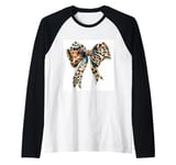 Watercolour Bow || Aesthetic Cheetah Leopard Print Bow Raglan Baseball Tee