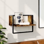 vidaXL Wall Shelf with Bar Smoked Oak 40x25x30 cm