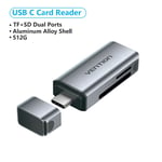 Vention Lecteur De Carte USB3.0 C Lecteur de Carte Micro SD pour Ordinateur portable Mémoire Intelligente Lecteur de Carte Lecteur De Carte SD USB C Carte Adaptateur - Type Only USB C Model