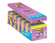 Notisar Post-it Super Sticky 90 blad blandade färger 76x76 mm