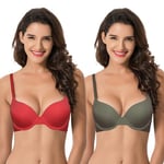 Curve Muse Soutien-Gorge Push up (Un Bonnet supplémentaire) décontracté Convertible avec Armatures-Rouge, Vert-85F