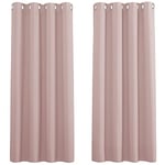 PONY DANCE Baby Pink Curtains for Girls Bedroom - Eyelet Top Window Treatment Home Decoration Romantic Style Noise Reducing Blackout Drapes, 46-inch x 54-inch Wide by Drop, 2 PCs