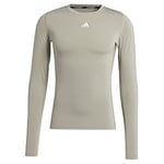 adidas Men's Techfit Training Long Sleeve Tee, silver pebble, S