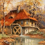 LUOYCXI DIY digital painting adult kit canvas painting bedroom living room decoration painting landscape riverside cottage-30X40CM