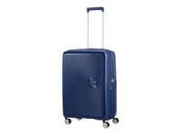 American Tourister Soundbox, Spinner, Blå, Polypropylen (Pp), 4 Hjul, Roterande Hjul, Tsa-Kombinationslås