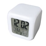 7 couleurs changeantes led reveil cube lumineux lcd horloge veilleuse avec date tempérqture m23873