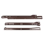 Amig - Set of 2 Metal Sliding Guides with Wheels | Rails for Furniture, Drawers or Cabinets | Steel | Brown | Load Resistance: 18 kg/Pair | Measurements: 350 mm