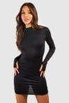 Super Soft High Neck Shoulder Pad Mini Dress