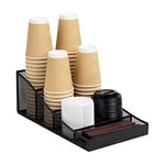 Mind Reader COMP7MESH-BLK 7-Compartment Coffee Cup and Condiment Countertop Organizer, Metal Mesh, 8.5" L x 14.5" W x 5.25" H, Black