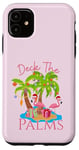 iPhone 11 Deck The Palms Trees Christmas Lights Flamingos Coastal Case