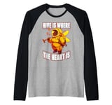 Hive is Where the Heart Is Save the Bees Beekeeper Raglan Baseball Tee