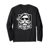 MUSTACHE RIDES 25 CENTS - funny retro throwback beard jokes Long Sleeve T-Shirt