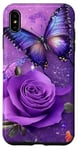 Coque pour iPhone XS Max Jolie rose violette et papillon avec étoiles et papillons