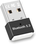 Dongle Bluetooth 5.3 Adaptateur,Clé Bluetooth USB pour PC Compatible avec Windows 11/10/8.1/7,Supporte Casque, Souris, Manette, Clavier, Imprimantes, PC, Smartphone, Tablette(Black) (Black)