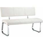 Idimex - Banc design avec dossier vilas, en synthétique blanc