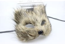 UNISEX PLASTIC FOX MASK WITH BROWN COLOUR HAIR MASQUERADE BALL PARTY 