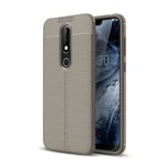 Nokia 6.1 Plus (X6) Leather Texture Case Grey