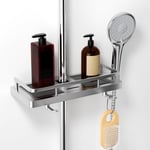 Etagere Douche, Etagere Douche sans Percage, pour Rail de Douche, Etagère de Douche, Organisateur de Douche, Colonne de Douche Etagère, pour 19MM-25MM étagère Douche, Gris