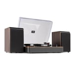Audizio RP330D stereo skivspelare med Bluetooth och högtalare - Brun, Skivspelare Audizio RP330D stereo Bluetooth och högtalare - 100W - Brun