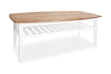 Soffbord Grenå 130 cm Ovalt med Förvaring Hylla Ek/Vit - Vit,Beige Bloomington