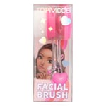 Depesche 12838 TOPModel Beauty and Me-Brosse à visage rose en forme de cœur, avec manche transparent et confettis, y compris pinceau et un côté silicone, Multicolor