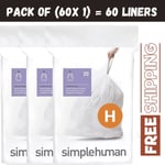 Simplehuman Code h size H Bin Liners H 30L 35L White bin bags Size H Pack of 60