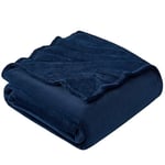 EHEYCIGA Plaid Canape Couverture Polaire 150x200, Couvre Lit 2 Personnes, Plaid Canapé Flanelle Doux et Chaud,Bleu Marin