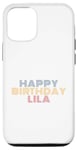 Coque pour iPhone 14 Pro Happy Birthday Lila Nom personnalisé Typographie rétro