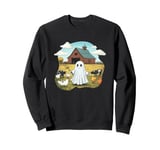 Funny Ghost Farmer Halloween Barnyard Farm Animal Cute Ghost Sweatshirt