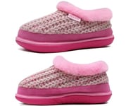 KuaiLu Chausson Femme Hiver Peluche Home Pantoufles Fourrure Fourrés Polaire Doublure Chaud Charentaise Confort Mousse Mémoire Forme Fermé Orthopedique Slipper Antidérapant Semelle Rose Size 37-38