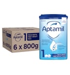 Aptamil 1 First Baby Milk Powder, From Birth, 800g (Pack of 6)