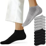 NUOZA Chaussettes Femme - Lot de 10 - Chaussette Homme Sport Coton Soquettes Hommes Femme Basses Courtes Respirantes Unisexe,Noir Gris,43-46