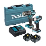 Makita DLX2414ST 18v Brushless Twin Pack DTD157 + DHP487 2 Batteries + Charger