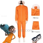 Filmvektor cosplay-kostym orange jacka byxor glasögon kostym set svamp peruk Halloween utklädningsset festset M-WELLNGS M Costume glasses