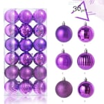 36 st Julgranskulor Set Julgranshänge LILA Purple