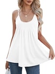 iChunhua Ladies Cami Tops Size 16 Longline Strappy Top U Neck Vest Tops Women UK White XL