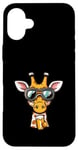 Coque pour iPhone 16 Plus Girafe de ski avec bière | Funny Party Comic