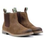 Barbour Farsley Suede Mens Khaki Chelsea Boots - Brown - Size UK 10