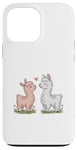 Coque pour iPhone 13 Pro Max Llama Love Heart Flower Cute Women Kids Men Valentines Day