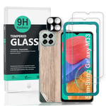 Ibywind Screen Protector (2 Pack) For SamSung Galaxy M33 5G,9H Hardness Tempered Glass,With 1Pc Metal Camera Lens Protector,1Pc Back Protector,Easy to Install