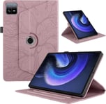 Tablette Coque Pour Xiaomi Pad 6/Pad 6 Pro 11"" 2023 Pu Cuir 360°Rotatif Multi-Angle Stand Flip Cover Arbre De Vie Rotating Étui Housse Protection Tablette Cover,Rose Gold