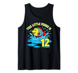 This Little Fisher Is 12 Year Old Girl Boy Birthday Fishing Tank Top