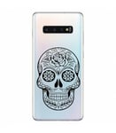 Coque Galaxy S10e mort noir mexicaine calavera fleur transparente